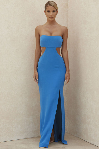 Dress for Women – Maxi – Slim Fit – Strapless – Side Cut – High Slit – Formal
