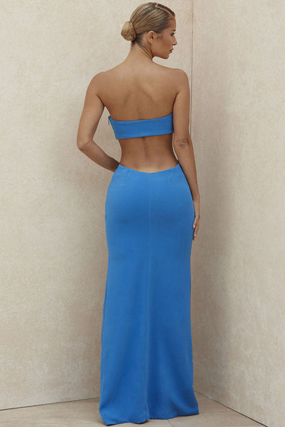 Dress for Women – Maxi – Slim Fit – Strapless – Side Cut – High Slit – Formal