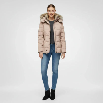 Stella Hooded Puffer Jacket | Quilted, Fur Trim Puffer Jacket