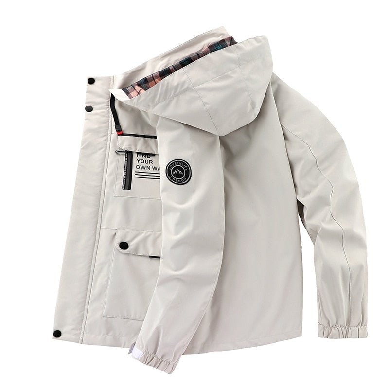 Men's Winter Jacket - Waterproof and Warming - Hood and High Collar - Multiple Pockets