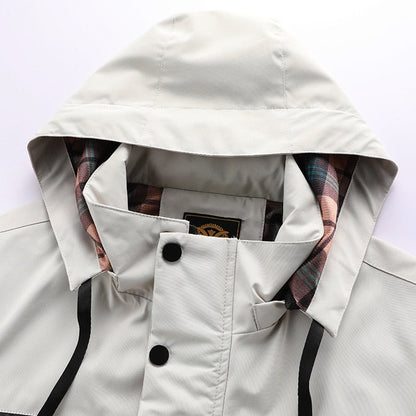 Men's Winter Jacket - Waterproof and Warming - Hood and High Collar - Multiple Pockets