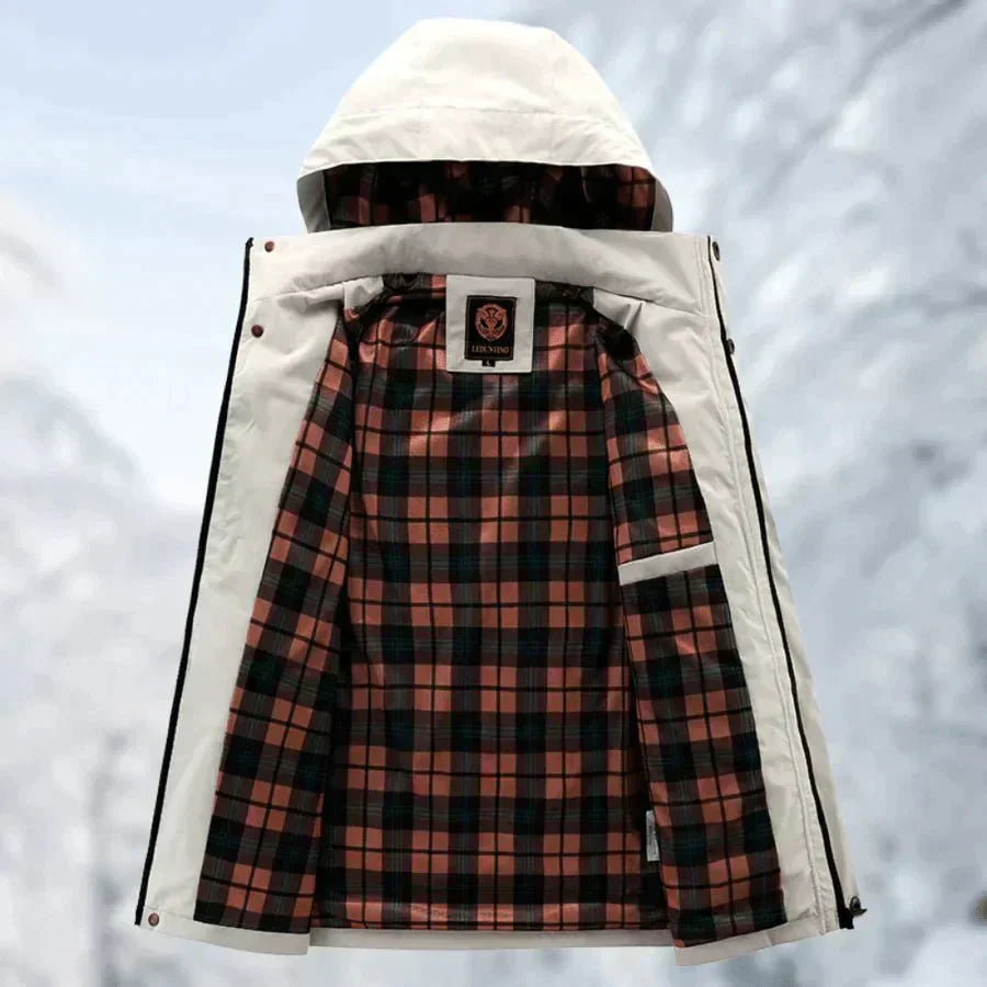Men's Winter Jacket - Waterproof and Warming - Hood and High Collar - Multiple Pockets