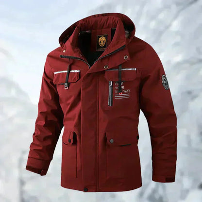 Men's Winter Jacket - Waterproof and Warming - Hood and High Collar - Multiple Pockets