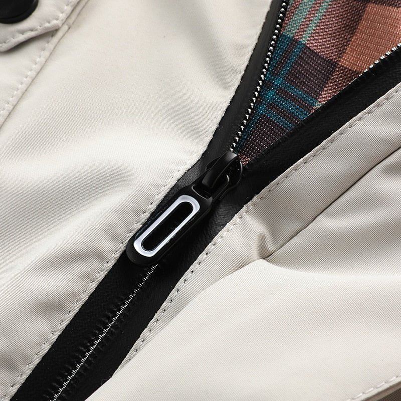 Men's Winter Jacket - Waterproof and Warming - Hood and High Collar - Multiple Pockets