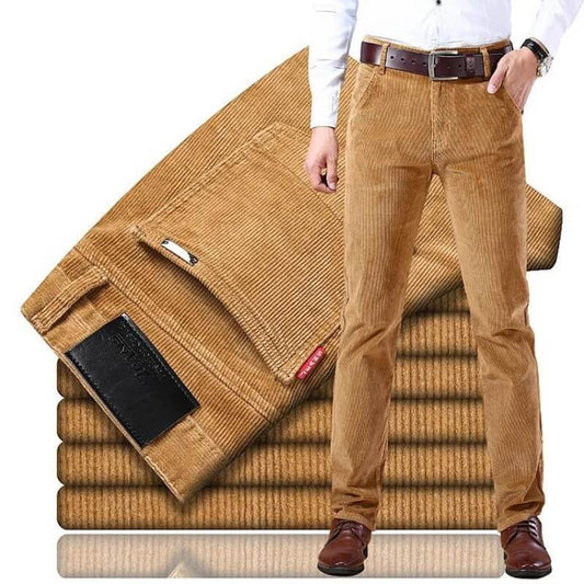 Men's Trousers – Corduroy – Straight Fit – Tailored Cut – Full Length – Belt Loops