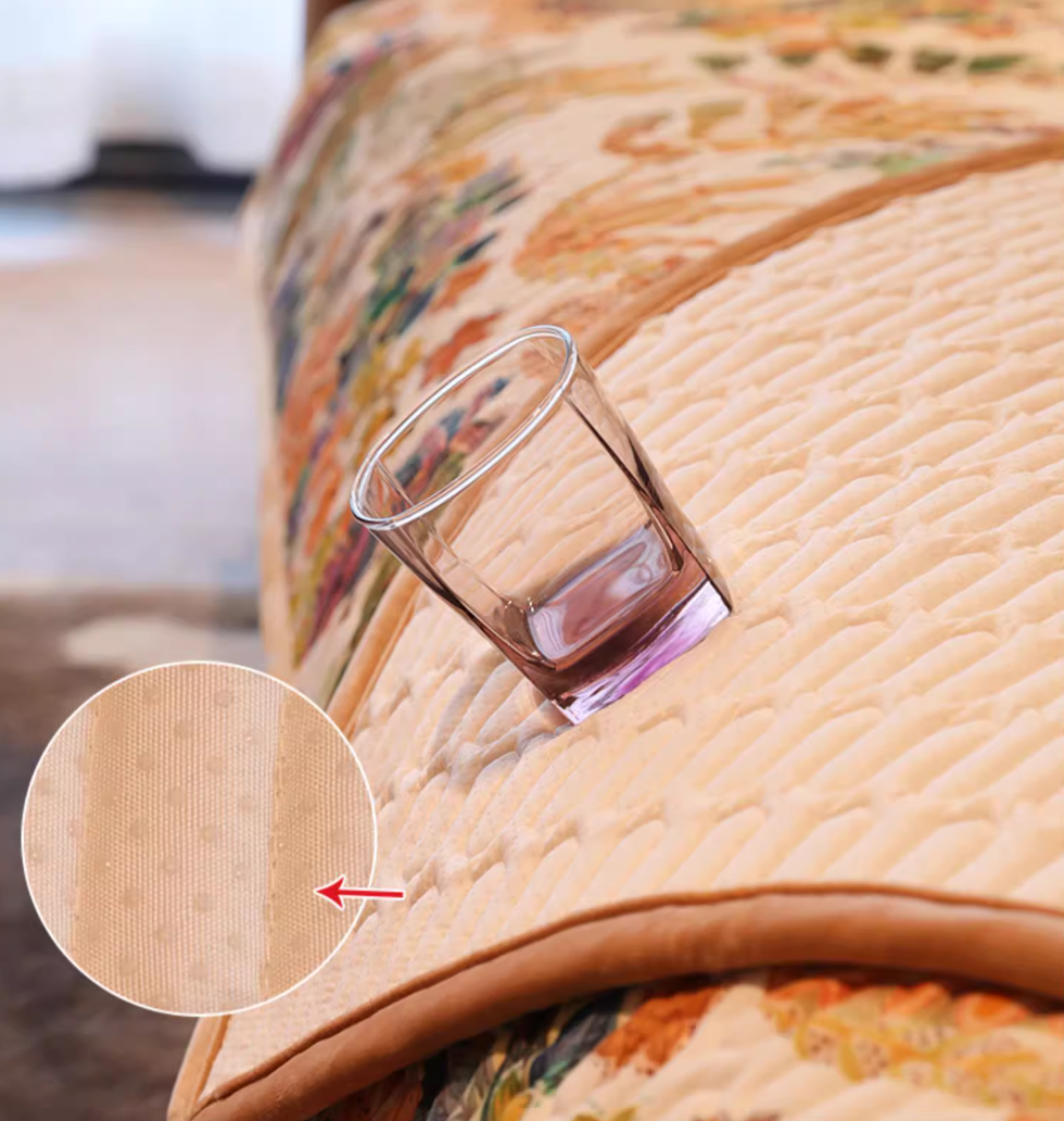 Eclectic Quilted Sofa Cover With Botanical Design