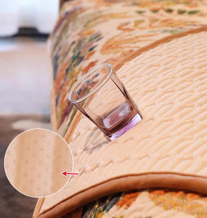 Eclectic Quilted Sofa Cover With Botanical Design