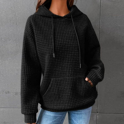 Women's Hoodie – Quilted Fabric – Relaxed Fit – Drawstring Hood – Kangaroo Pocket
