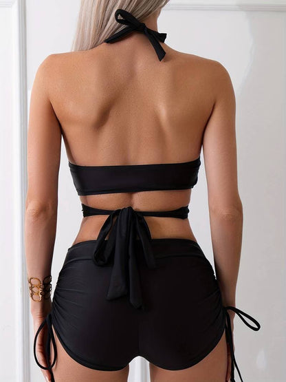 Bikini Set for Women - Halterneck - High Waist - Adjustable Straps - Elegant Swimwear