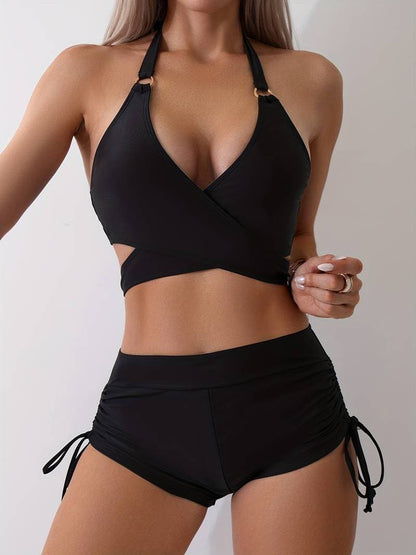 Bikini Set for Women - Halterneck - High Waist - Adjustable Straps - Elegant Swimwear