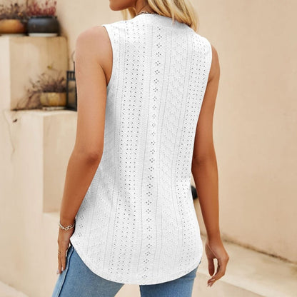 Dame Topp - Ermeløs V-hals - Elegant Passform med Frontfold - Allsidig Bruk