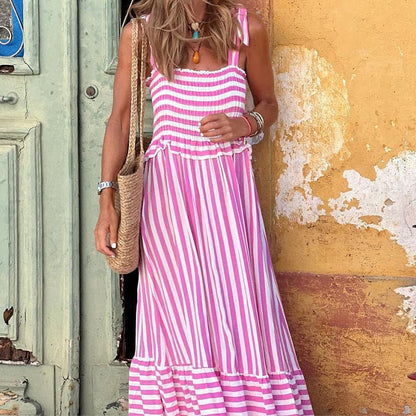 Dress for Women – Maxi Dress – Smocked Bodice – Adjustable Straps – Tiered Skirt