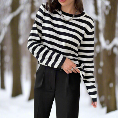 Women's Long-Sleeve T-Shirt – Comfortable Cotton – Classic Stripe Pattern – Relaxed Fit