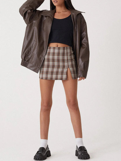 Women's Bomber Jacket – Oversized Fit – Leather-like Finish – Elastic Edges
