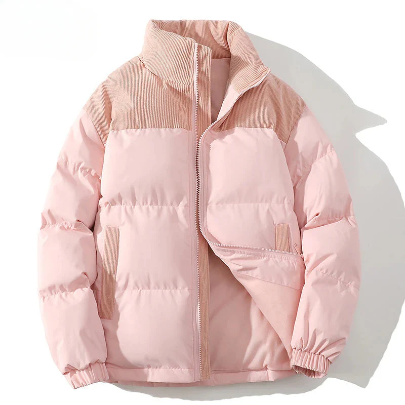 Men’s Puffer Jacket - Polyester - Quilted Padded - Ribbed Corduroy Yoke - Elastic Cuffs