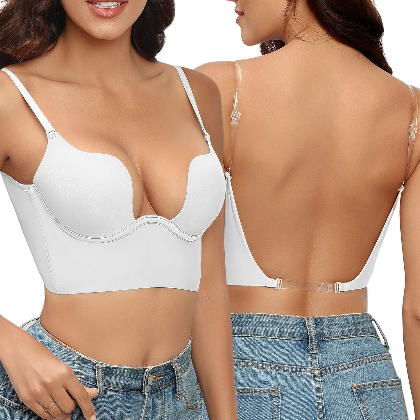 Women's Bra – Backless – Seamless Long Model – Adjustable Straps – Breathable Support