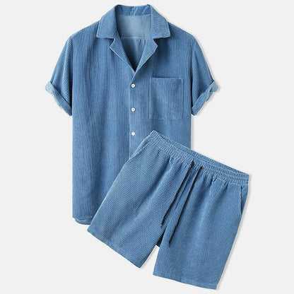 Men's Set with Shirt and Shorts – Relaxed Fit – Breathable Texture – Comfortable Style