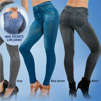 Women's Slim Fit Jeggings – Stretch Denim – Elastic Waistband – Flattering Fit