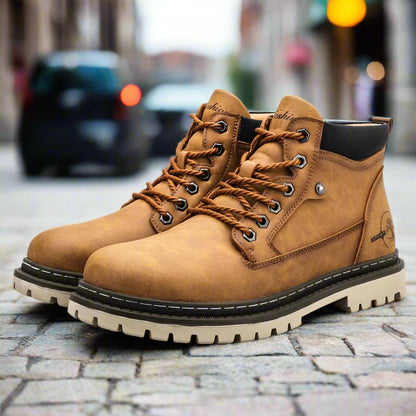 Men's Boots - Leather - Lace-Up - Robust Rubber Sole - Durable and Comfortable