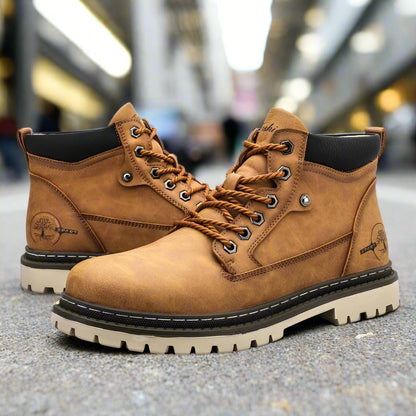 Men's Boots - Leather - Lace-Up - Robust Rubber Sole - Durable and Comfortable