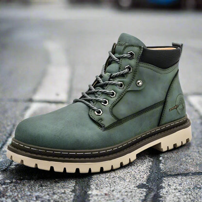 Men's Boots - Leather - Lace-Up - Robust Rubber Sole - Durable and Comfortable