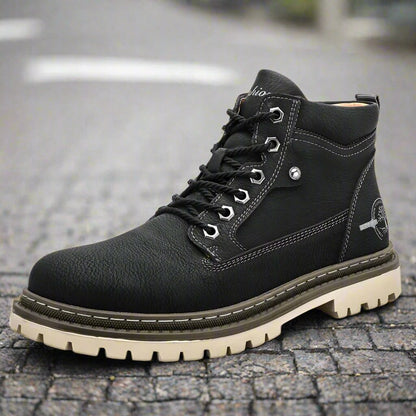 Men's Boots - Leather - Lace-Up - Robust Rubber Sole - Durable and Comfortable