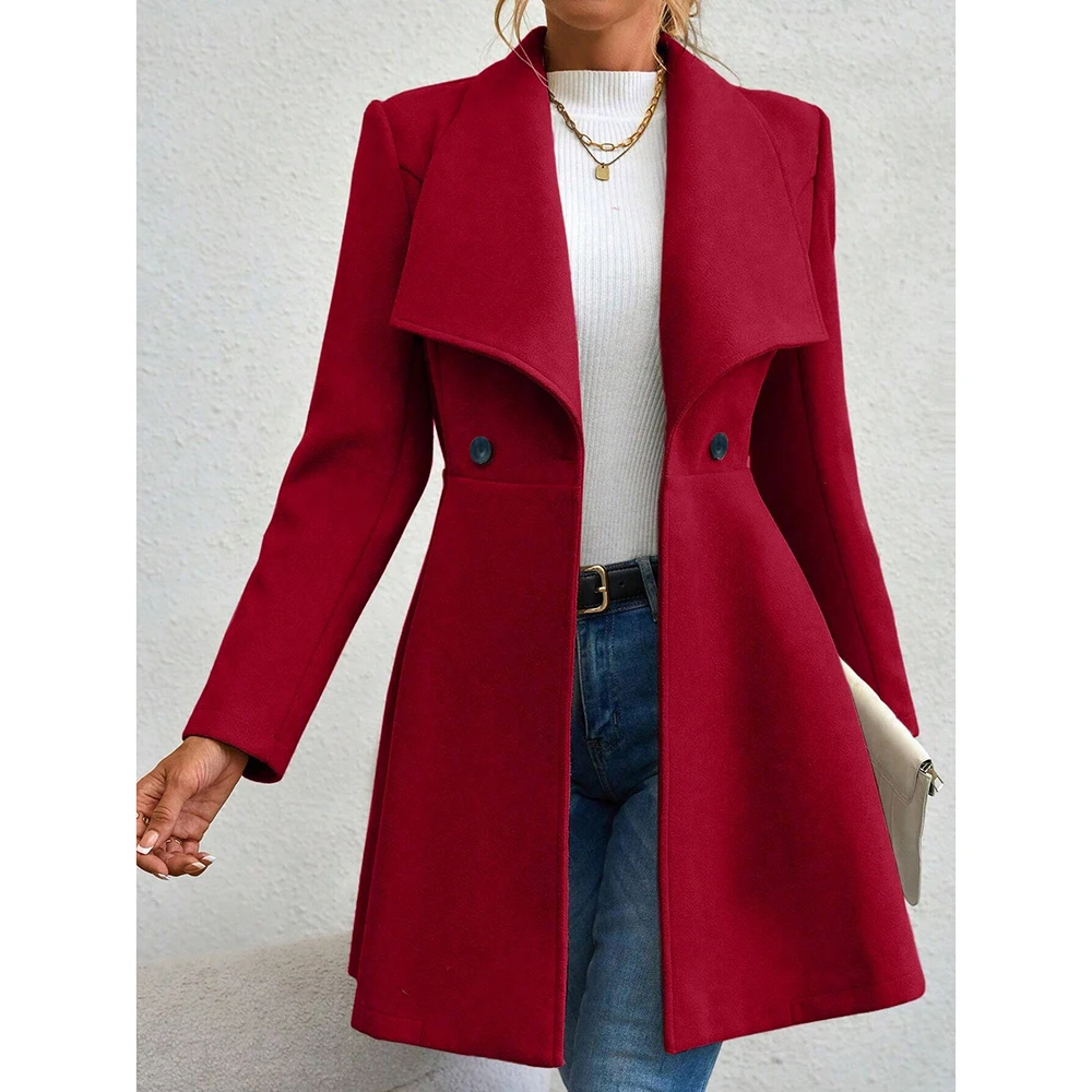 Women’s Coat - Felted Wool - Tailored Fit - Mid-Thigh Length - Notched Lapel