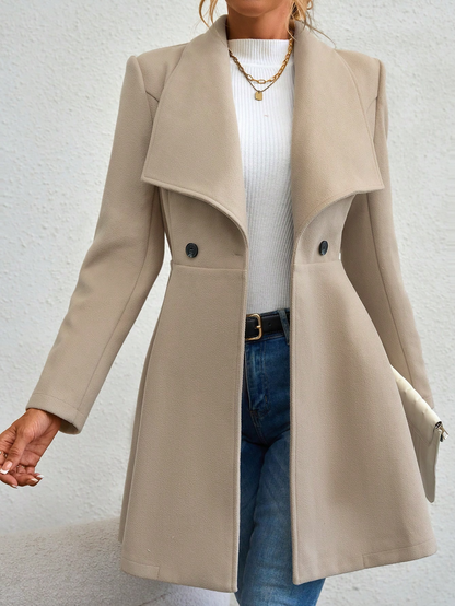 Women’s Coat - Felted Wool - Tailored Fit - Mid-Thigh Length - Notched Lapel