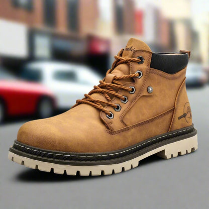 Men's Boots - Leather - Lace-Up - Robust Rubber Sole - Durable and Comfortable