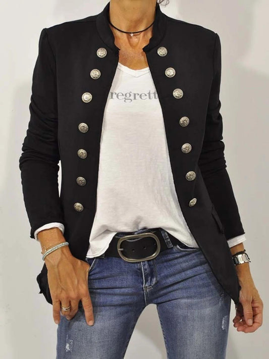 Women's Jacket – Tailored Fit – Double-Breasted – Breathable Fabric – Stand Collar