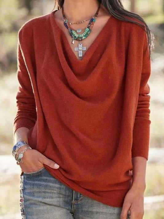 Women's Knit Sweater – Soft Knit – V-Neck – Relaxed Fit – Long Sleeves
