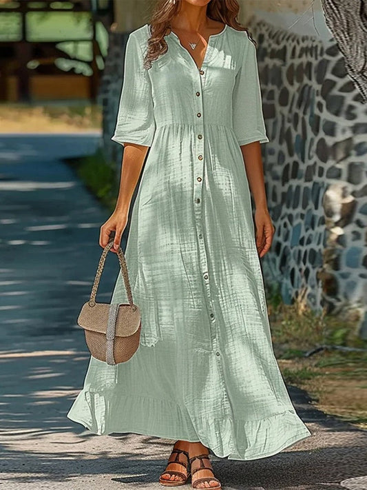 Dress for Women – Midi – Relaxed Fit – Front Buttons – Breathable Fabric