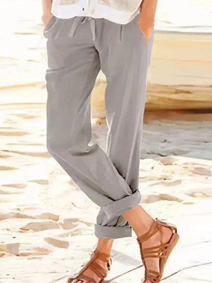 Women's Trousers with Straight Legs – Relaxed Fit – Adjustable Waist – Breathable Fabric