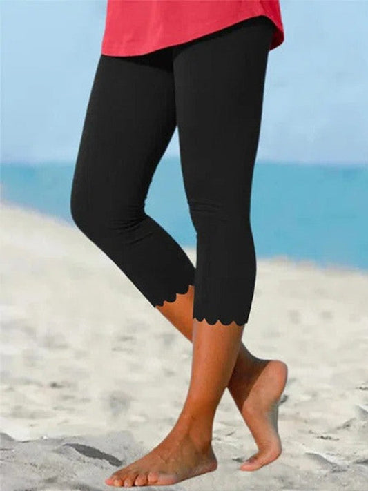 Women's Tights – Cropped Length – Slim Fit – Breathable Stretch – Wavy Edge
