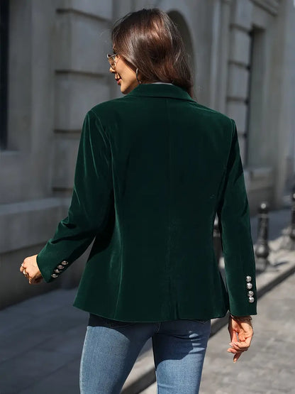 Women's Blazer – Tailored Fit – Velvet Texture – Single-Breasted with Lapels