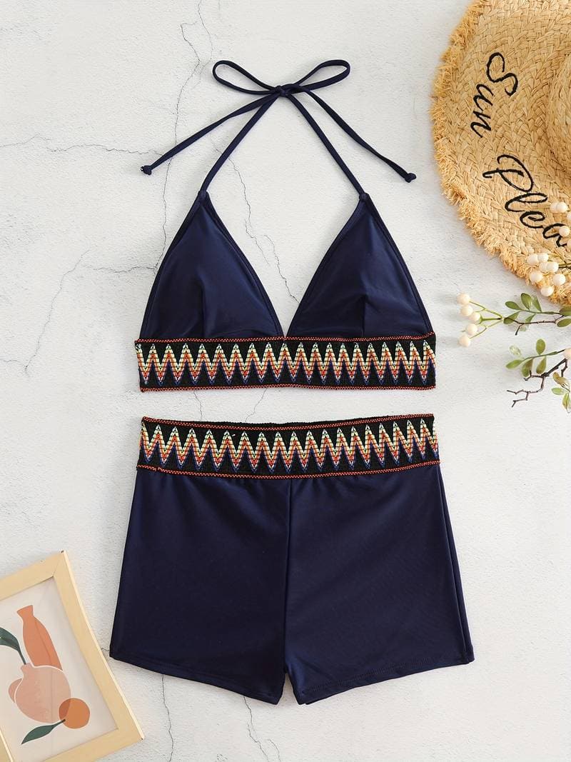 Women's Bikini Set - Halterneck Top & High Waist Bottom - Comfortable Fit