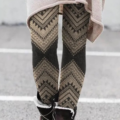 Women's Leggings – Tight Fit – Soft and Breathable Knit – Geometric Pattern – Full Length