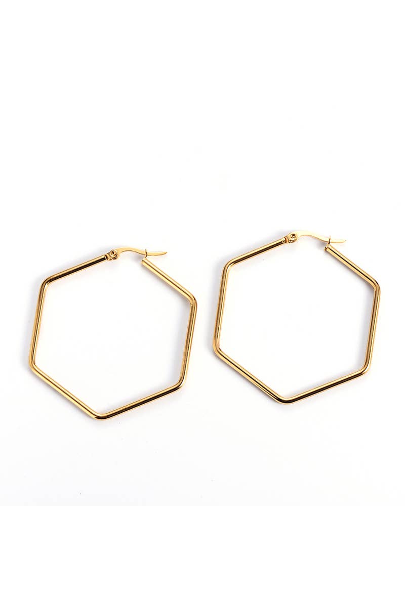 Eva Hexagonal Hoop Earrings | Polished Hoop Earrings