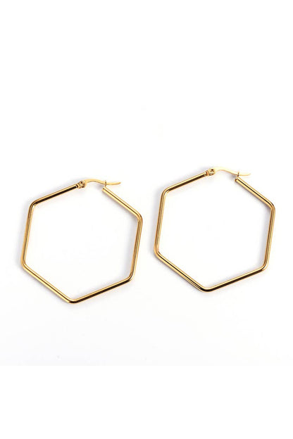 Eva Hexagonal Hoop Earrings | Polished Hoop Earrings