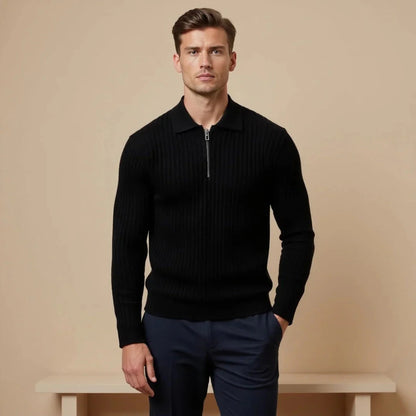 Finley Fitted Quarter Zip Sweater | Ribbed, Collared Sweater
