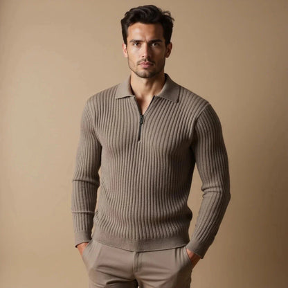 Finley Fitted Quarter Zip Sweater | Ribbed, Collared Sweater