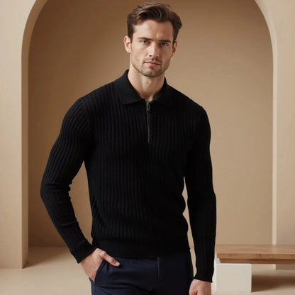 Finley Fitted Quarter Zip Sweater | Ribbed, Collared Sweater