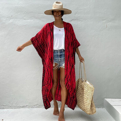 Women's Beach Kimono – Relaxed Fit – Breathable Fabric – Waist Tie