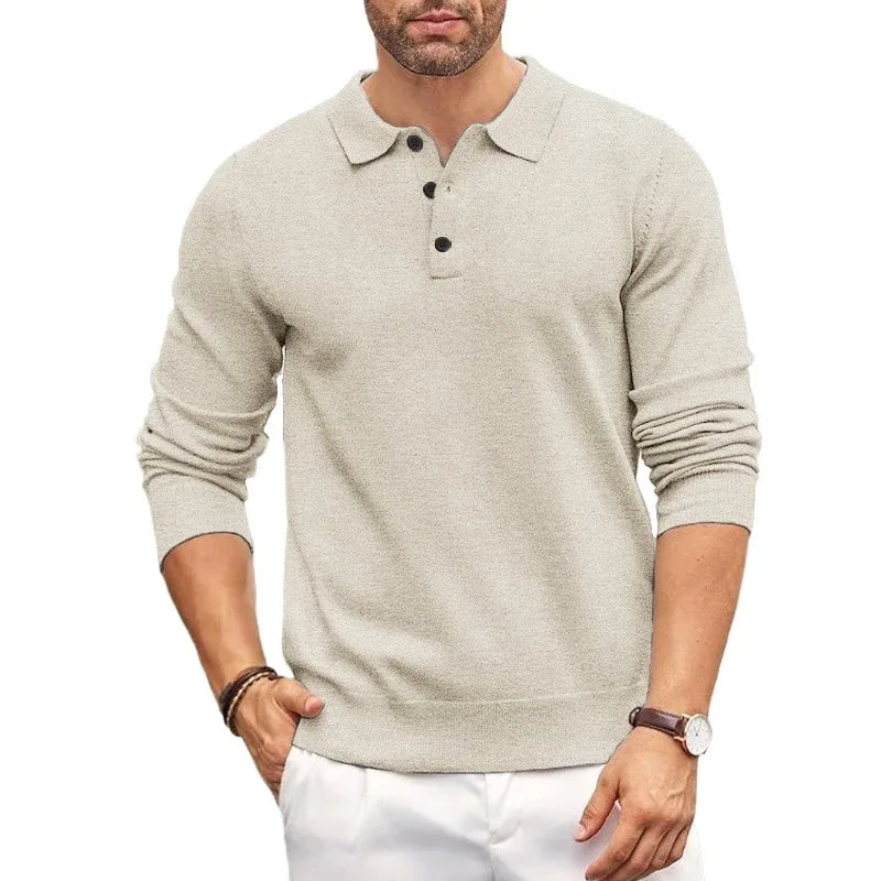 Luca Regular Fit Polo Sweater | Button Front Polo Sweater