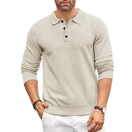 Luca Regular Fit Polo Sweater | Button Front Polo Sweater