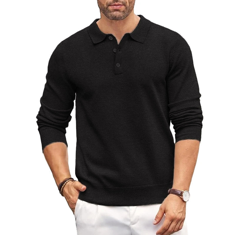 Luca Regular Fit Polo Sweater | Button Front Polo Sweater