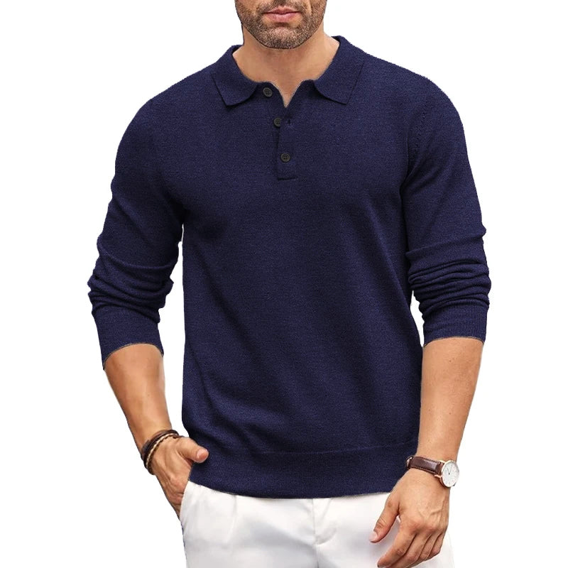 Luca Regular Fit Polo Sweater | Button Front Polo Sweater