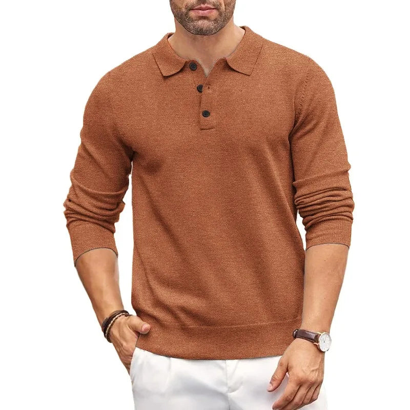 Luca Regular Fit Polo Sweater | Button Front Polo Sweater