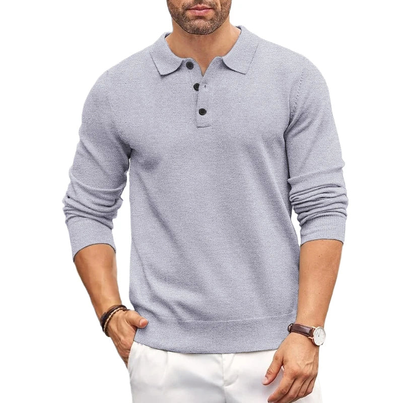 Luca Regular Fit Polo Sweater | Button Front Polo Sweater