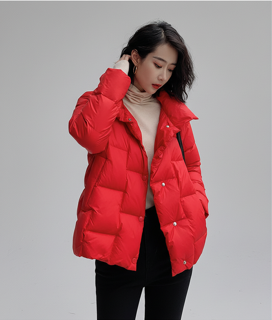 Women's Jacket – Padded Quilted Design – Regular Fit – High Collar – Zipper